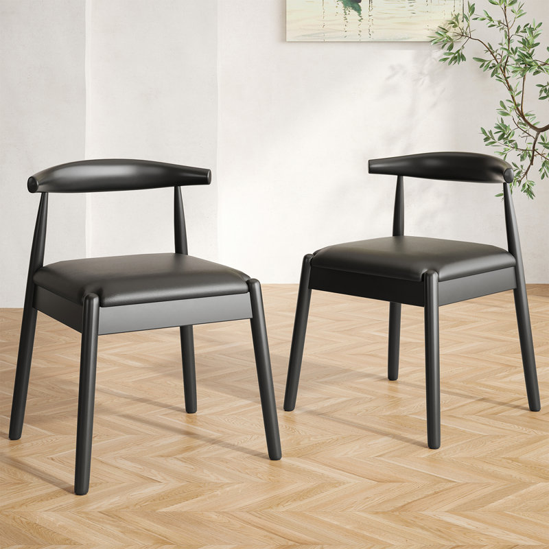Ensemble de 2 chaises de salle à manger de style moderne Mid-Century tissées - Structure en chêne massif et siège tissé à la main pour le salon / salle à manger