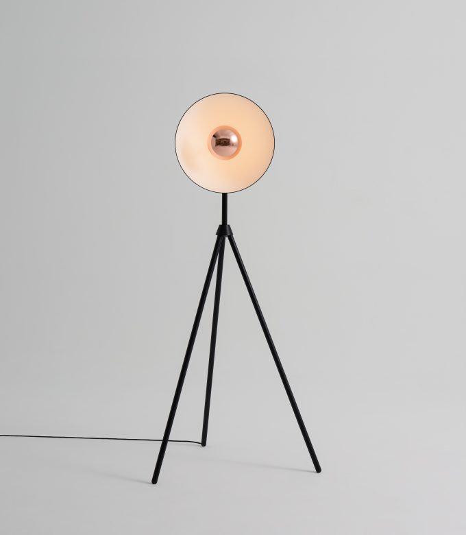 Apollo Mega Black and Copper Tripod Floor Lamp