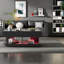 Table basse moderne extensible avec lumières DEL de 16 couleurs, finition ultrabrillante, compartiments de rangement cachés, commande Bluetooth, assemblage sans outil-301420014