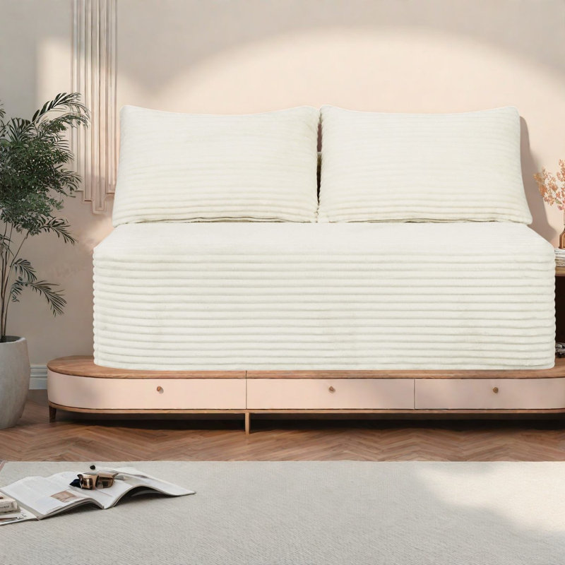Canapé modulaire à compression, tissu moelleux de 57 pouces, maison compacte moderne