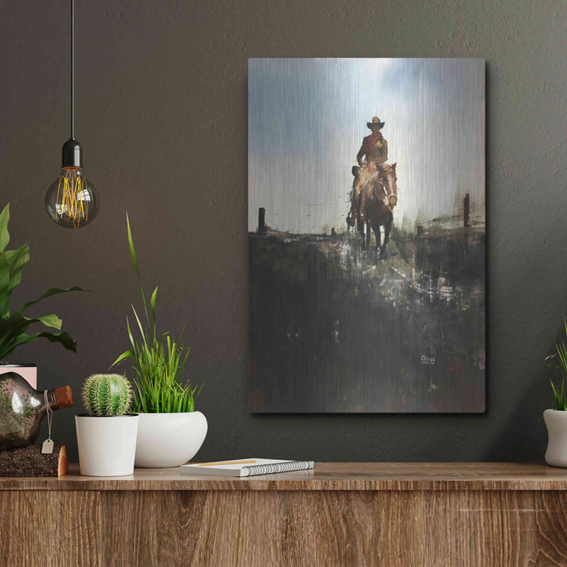 Art mural en métal luxueux «Horse With No Name» par Oscar Alvarez Pardo, 24 po x 36 po, H 16 po x l 12 po