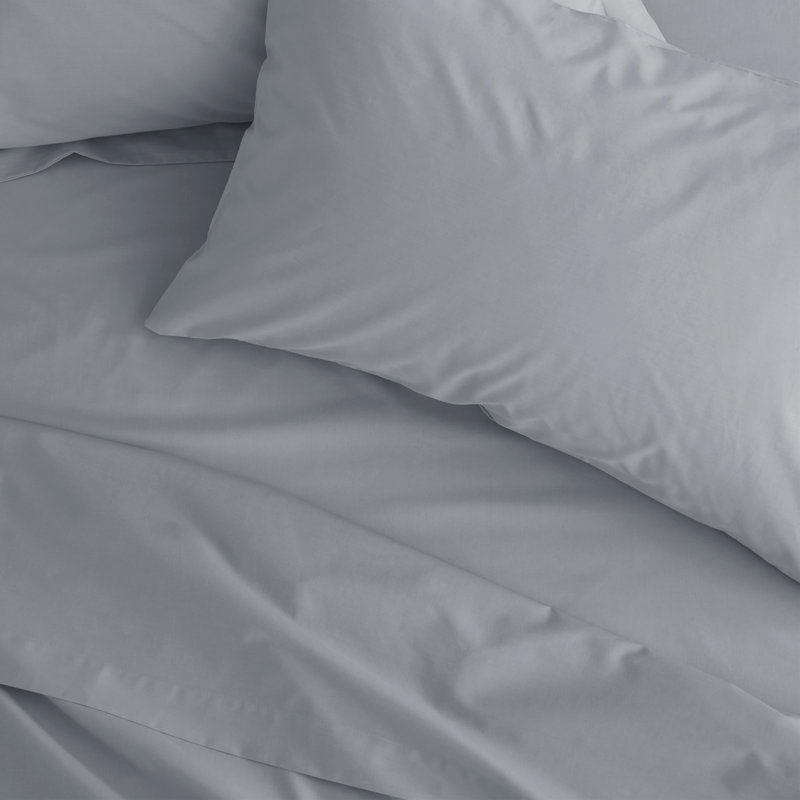 Easy Iron Percale Fitted Sheet, Double (4'6), Grey