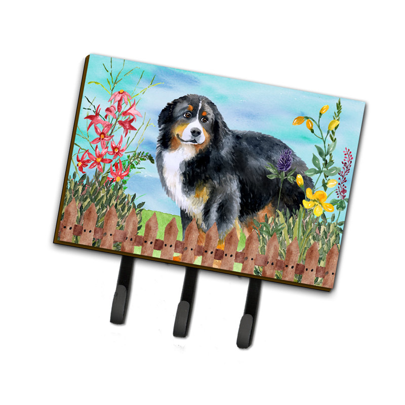 Metal Wall Organizer with Key Hooks, Bernese Mountain Dog