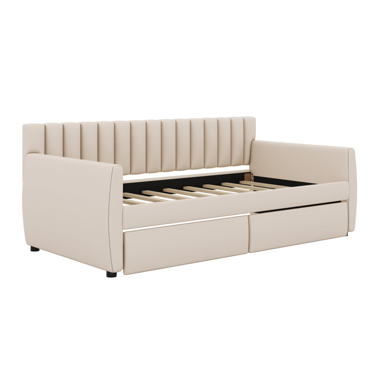 Daemian Upholstered Daybed, Beige