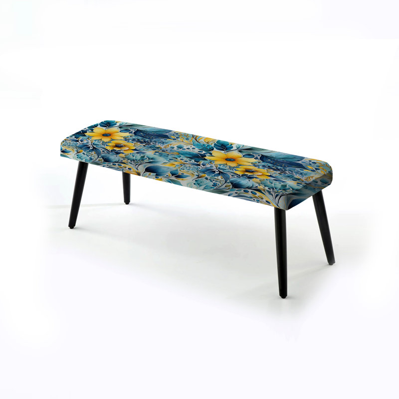 Watercolor Dreams Paisley Pattern - Paisley Upholstered Black Bench