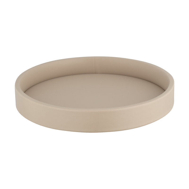 Plateau rectangulaire en similicuir Carntall, Crème