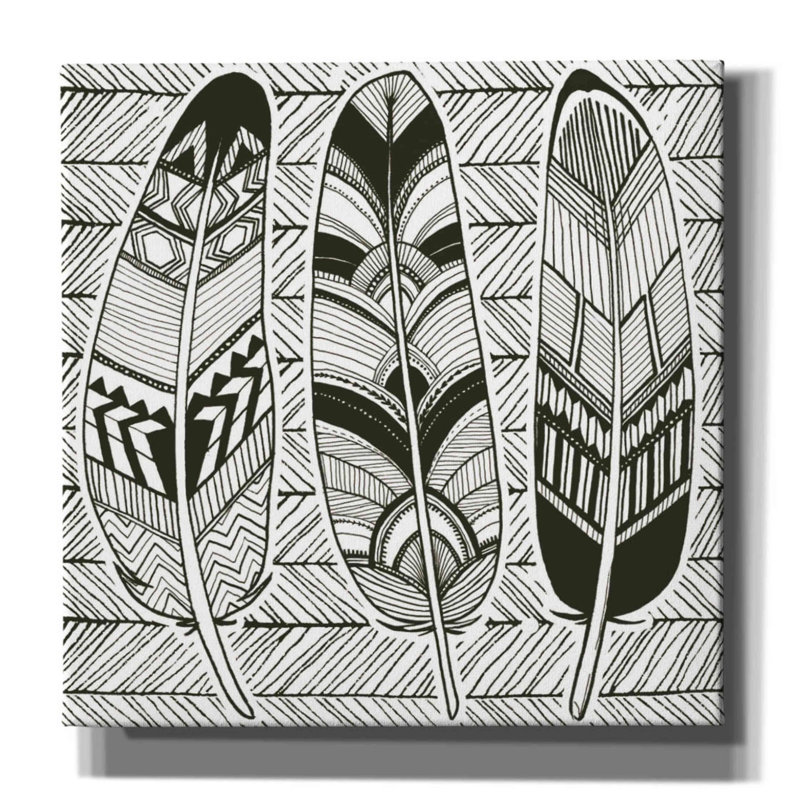 «Geo Feathers II Zentangle» par Sara Zieve Miller, art mural sur toile, H 12 po x l 12 po x P 0,75 po