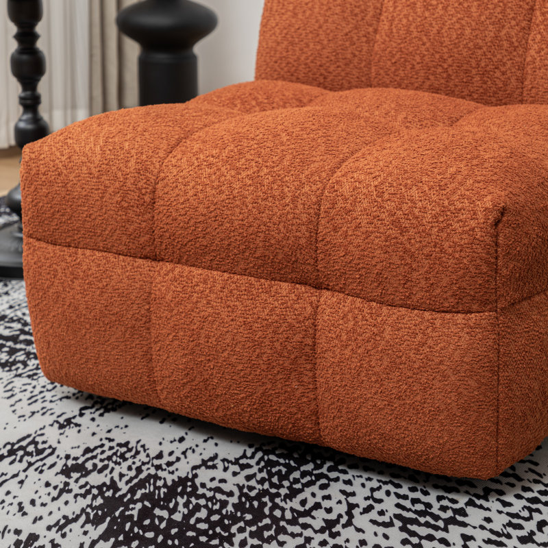 Avdul 28.5 Wide Armless Tufted Swivel Chair, Orange
