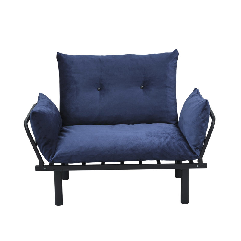 Causeuse futon en métal bleu, 49 po Profondeur, largeur 24, hauteur 35, teinte 30 lb, en poids, Blue