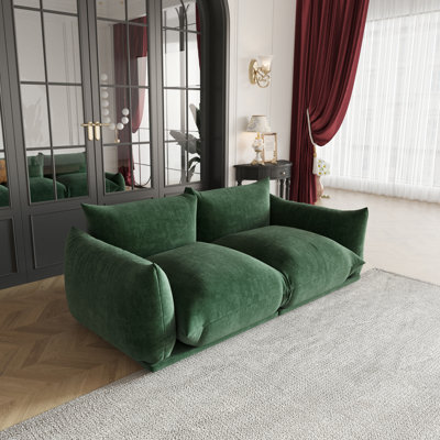 Minarik 2-Seat Chenille Fabric Upholstered Round Arm Sectional Loveseat
