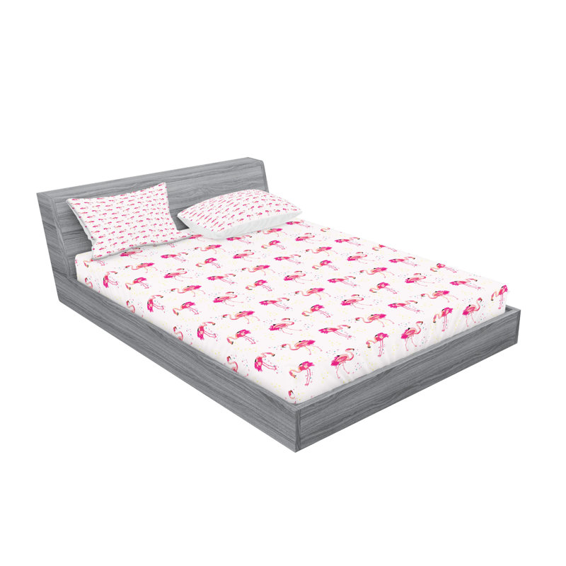 Drap-housse et taie d'oreiller Ambesonne Flamingo rose vif, Ensemble de draps pour très grand lit californien
