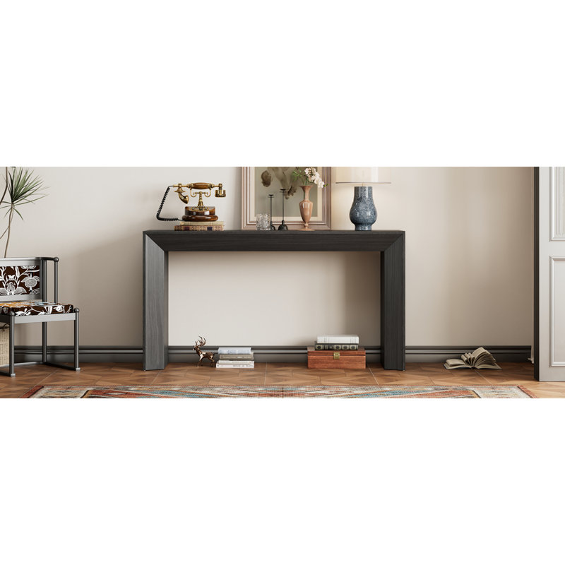 Console élégante avec foyer, plateau en placage de bois de haute qualité, polyvalente pour le couloir, le salon ou le vestibule | Idée de cadeau