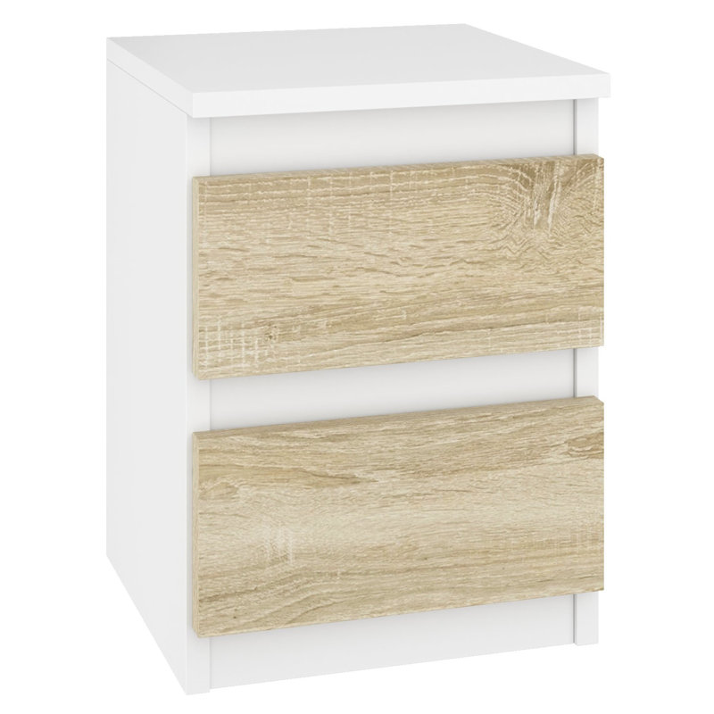 Ramlal 30cm W Manufactured Wood Bedside Table, White/Brown
