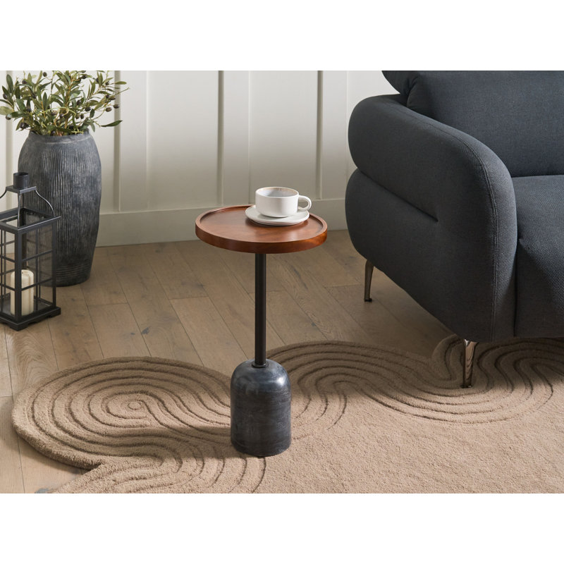Pedestal End Table, Black/Grey