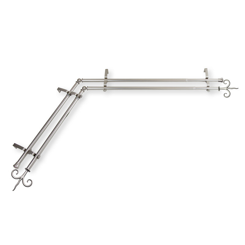 Ensemble de tringle à rideaux double et quincaillerie Braham, H 28 po x l 48 po, Nickel satiné