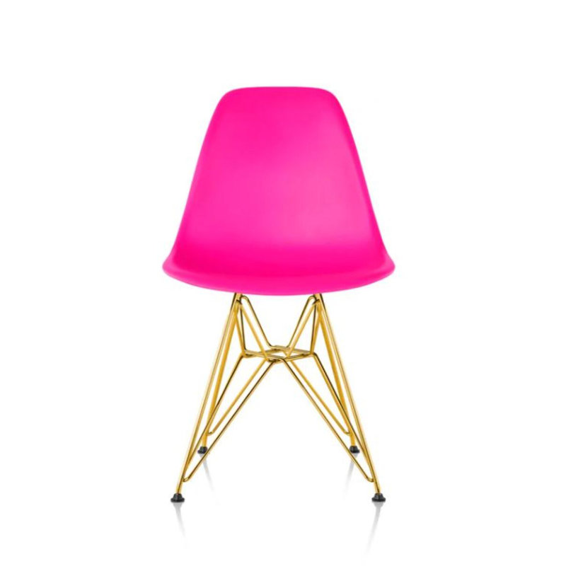 Chaise en plastique Luna, Rose foncé, Doré