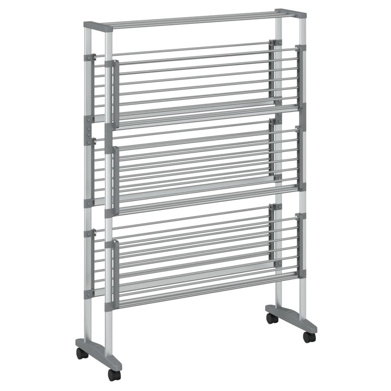 Aluminum 3-Tier Foldable Laundry Drying Rack with Wheels