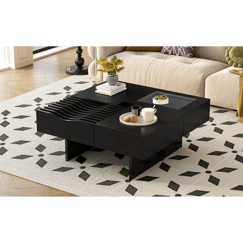Table basse multifonctionnelle moderne en bois massif et verre pour un usage domestique