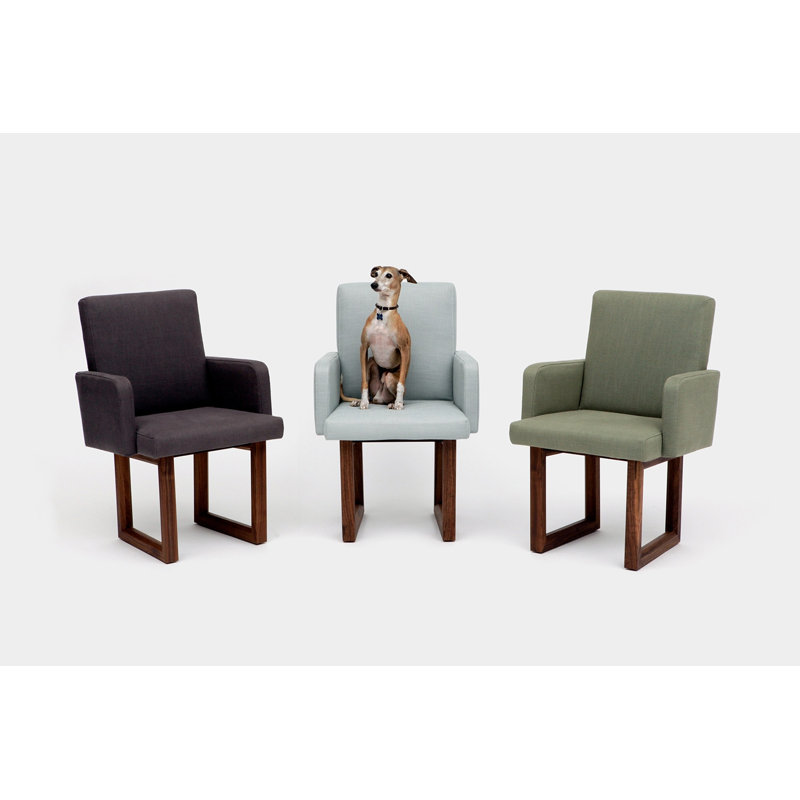 C2 W Upholstered Arm Chair, Moss Linen Blend