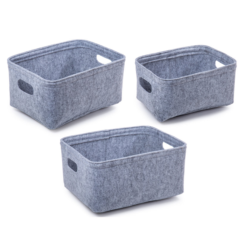Ensemble de paniers en tissu 3 pièces, Gris clair
