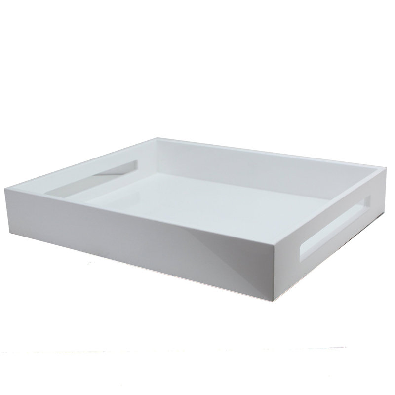 Lacquer Decorative Tray, White, 16" H x 14" W x 2.56" D