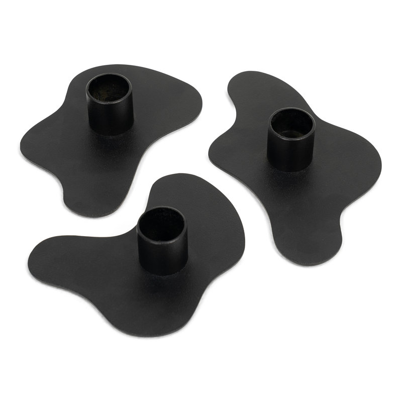 Melt 3 Piece 2.8Cm Metal Tabletop Candlestick Set, Black