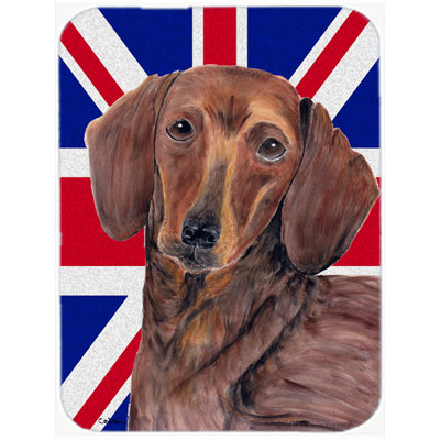Caroline's Treasures Union Jack Dachshund with English British Flag Glass Cutting Board