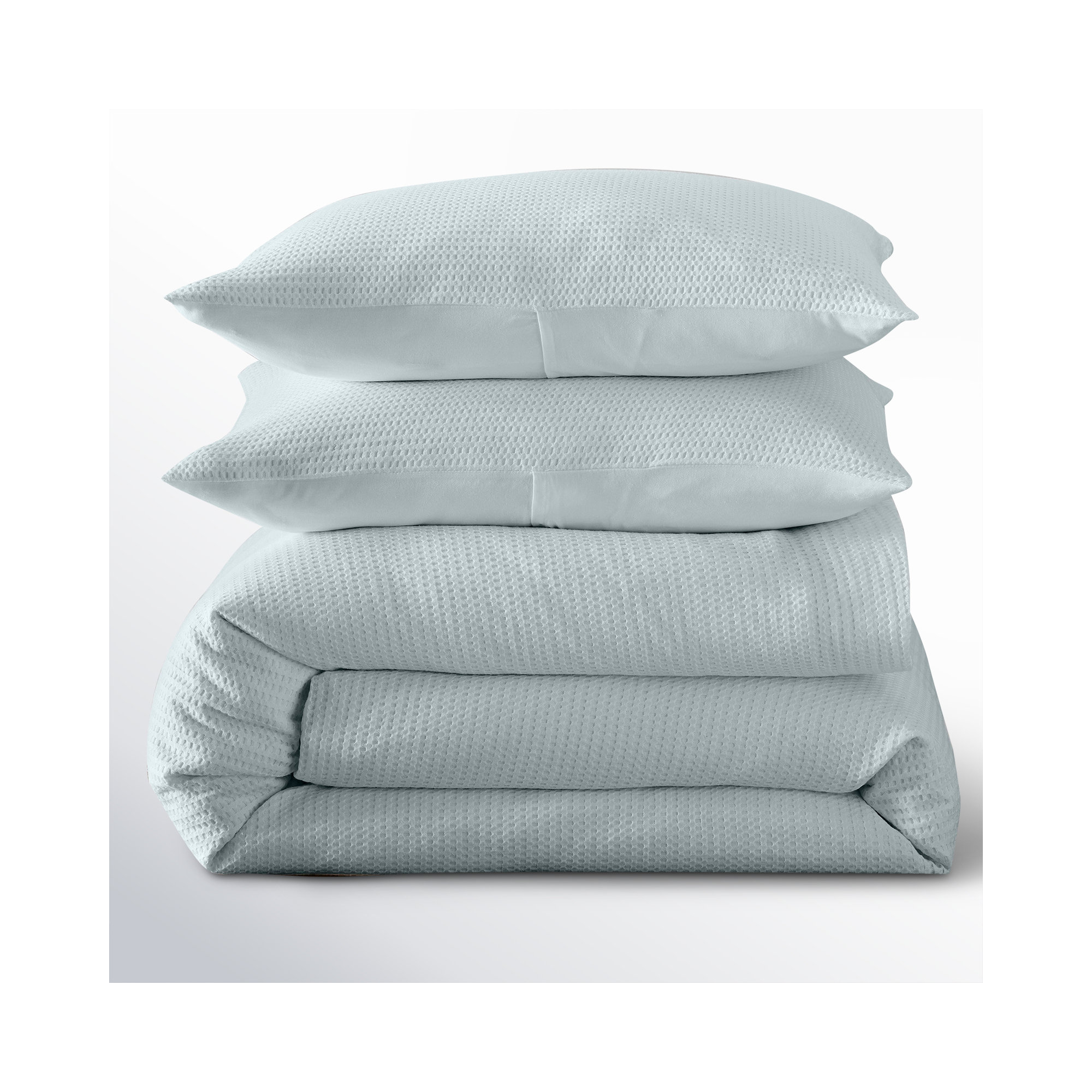 Felix Cotton Waffle Duvet Set, Full / Queen Duvet Cover + 2 Standard Pillowcases, Stormy Blue