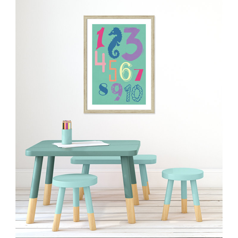 123 Education, 36.5" H x 26.5" W x 0.63" D, Beige Framed