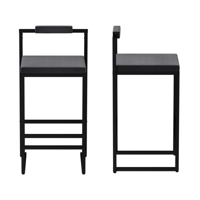 Contemporary Gray Velvet Bar Stools With And 220 Lbs Weight Limit, Of 2 For Multiple Settings Comfortable Seat Black Frame, Quick Assembly, Indoor Dining
