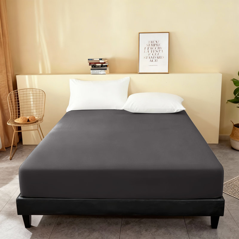 Super Soft Microfiber Fitted Sheet – 25cm Deep Pocket, Brushed Finish, Charcoal, Super King (6')