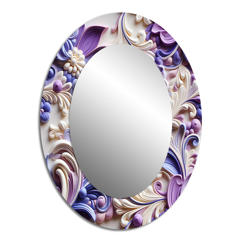 Richar Purple Lavender Persian Paisleys - Paisley  Large Wall Mirror, Purple Decorative Mirror, Printed Metal Art, 40" x 30"