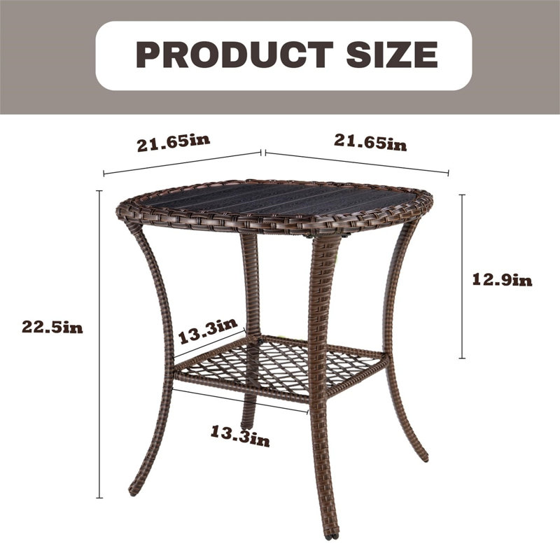 Table d'extérieur carrée L 21,65 po x l 21,65 po Ozetta