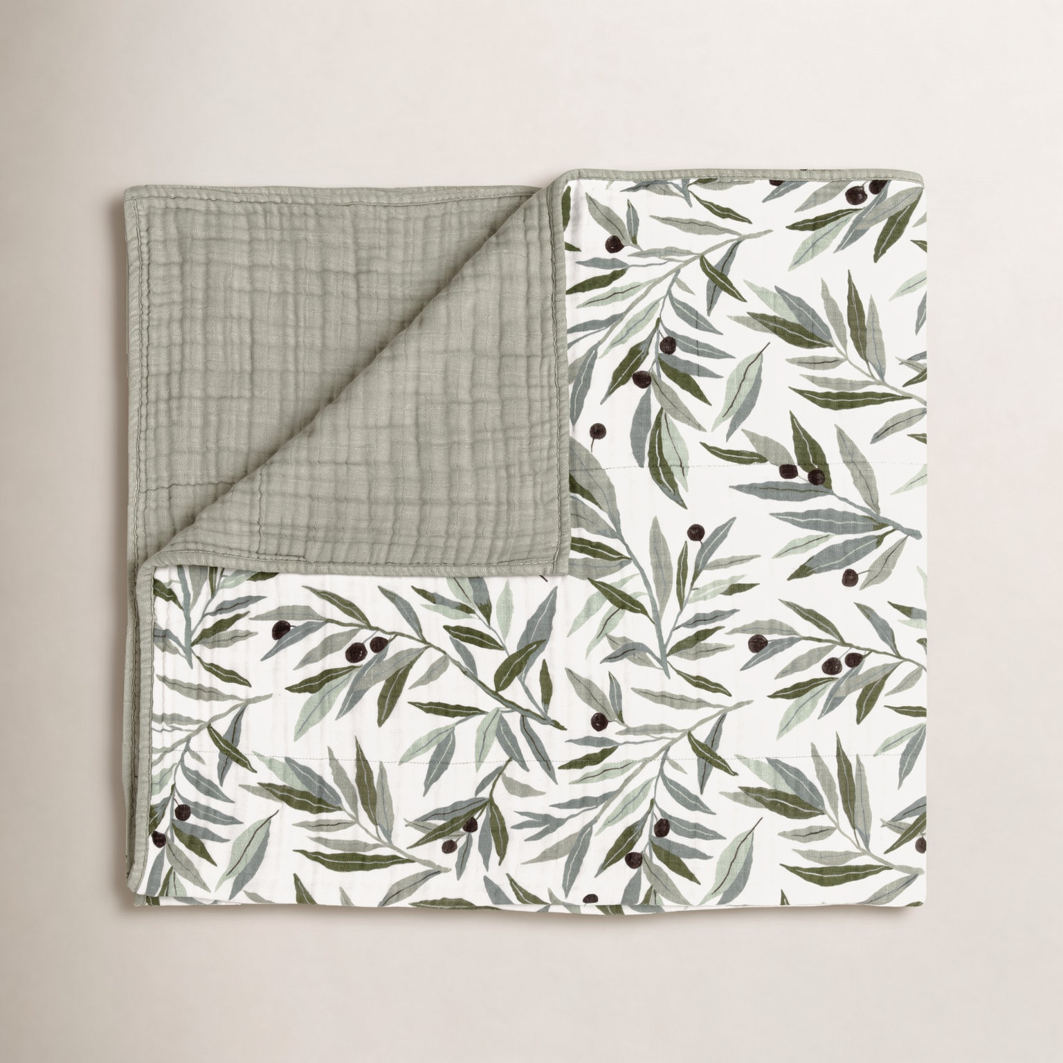 Olive Branches Organic Muslin Quilt