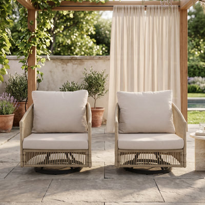 Outdoor Wicker Swivel Chair Set of 2