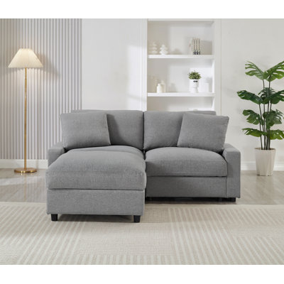 Modular Sectional Sofa,3 Storages L-Shaped Polyester Fabric Sectional Couches For Living Room,2-Seater Cloud Couches With Ottoman,Flexible Combination Modern Deep Seat Sofa (Grey)