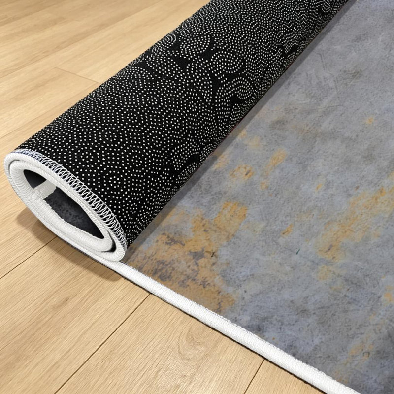 Yellow Weathered Grey Gradient Wall Scratches Beautiful Neutral Machine Washable Indoor Area Rug
