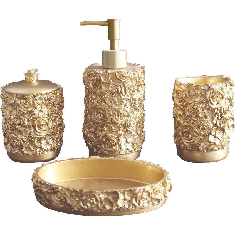 Golden Bathroom Accessories Set