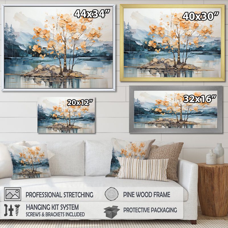 Érable doré sur toile Gilded Beauty, Cadre photo argenté, H 12 po x l 20 po x P 1 po
