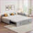 Full Size Upholstered L-Shaped Daybed with Twin Pop Up Trundle, Gray Plywood Frame, No Box Spring Needed-1666546895