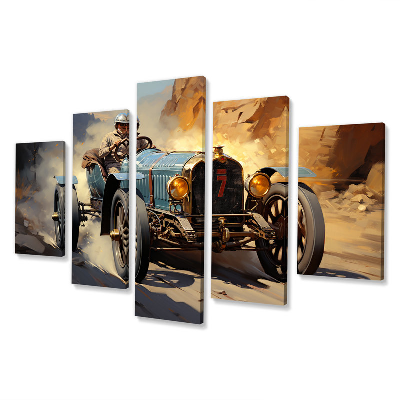 Jaune et bleu Dusty Race Track Adventures - ensemble d'art mural multi-panneaux