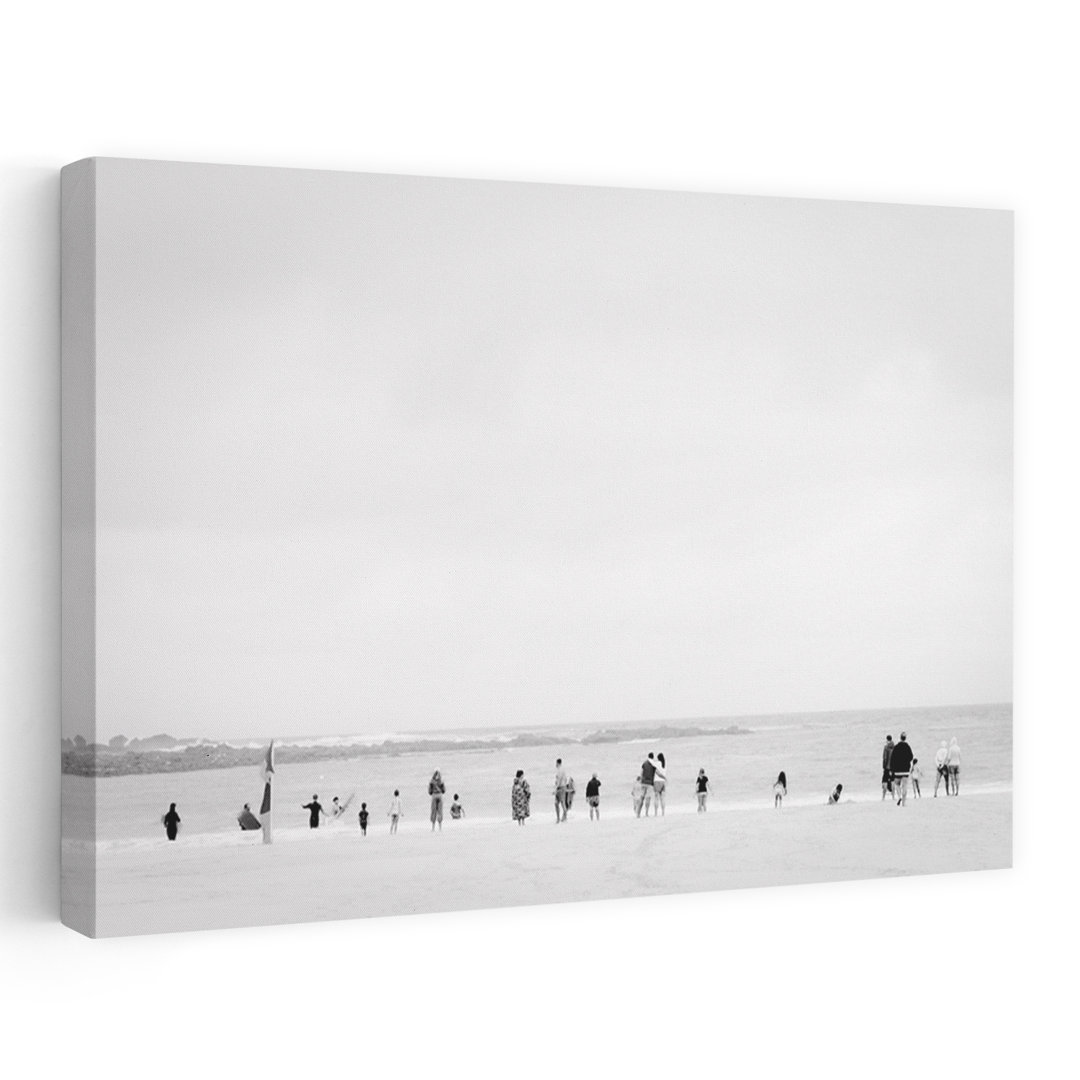 Serene Beach Figures Minimalist Peaceful Serene Coastal Wall Art Print
