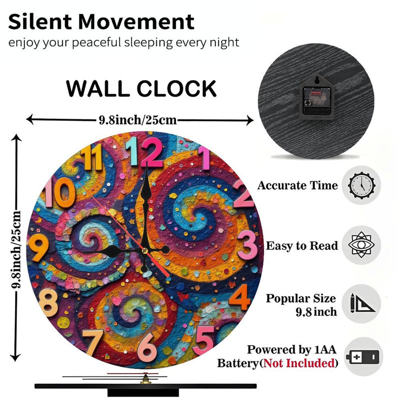 Horloge murale colorée en spirale