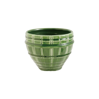 Debossed Stoneware Planter with Reactive Glaze