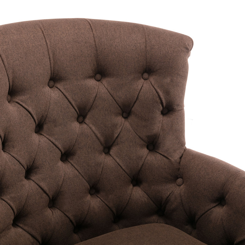 31.5" Wide Tufted Chenille Armchair, Brown