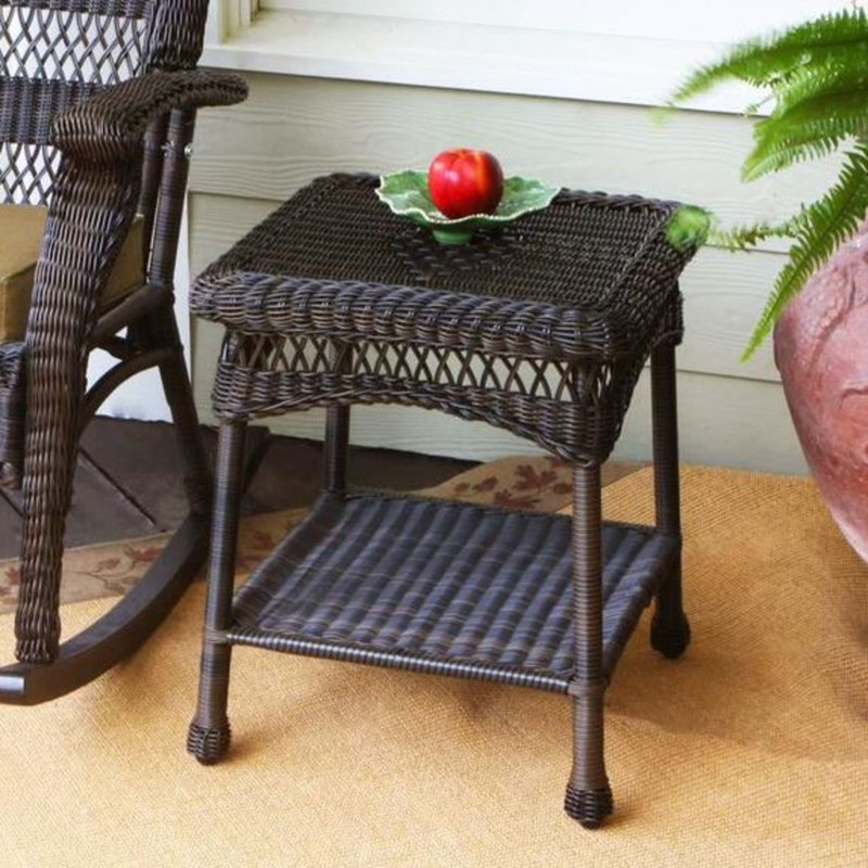 Portside Dark Roast Woven Resin Wicker Outdoor Side Table