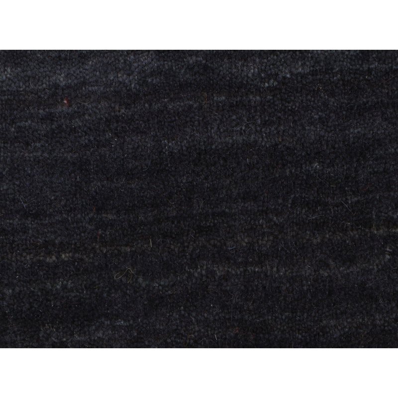 Handwoven Wool Gabbeh Uni Black Rug, Round 120cm
