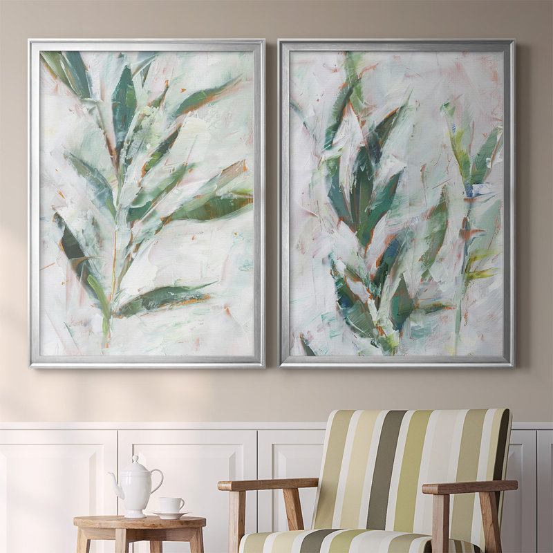 «Tropical Foliage Study I», toile encadrée de qualité supérieure - prête à être accrochée, Argent