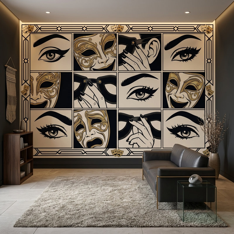 Papier peint Masquerade, Non tissé, 120 po x 96 po
