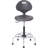 Backed Adjustable Height Ergonomic Industrial Stool with Footring Pedestal Base